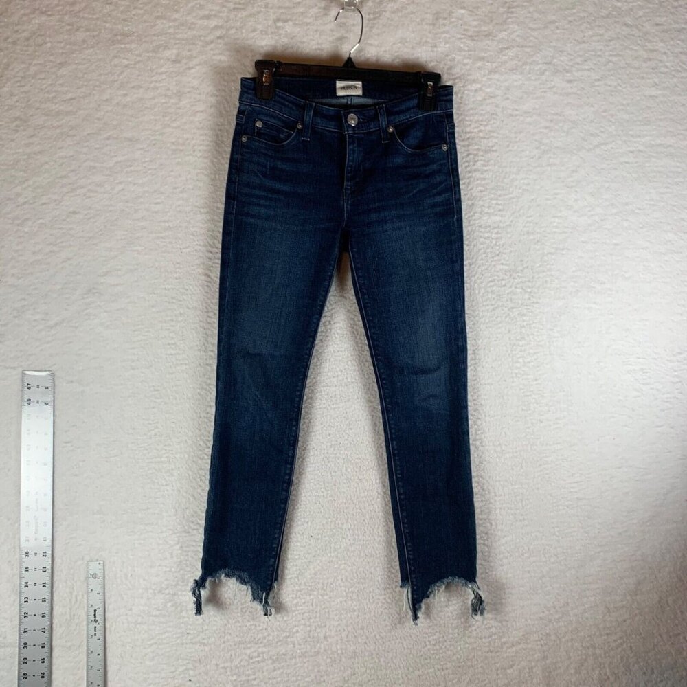 Hudson Women's Colette Mid-rise Skinny Crop Jeans Raw Hem Medium Wash Sz 24 9556